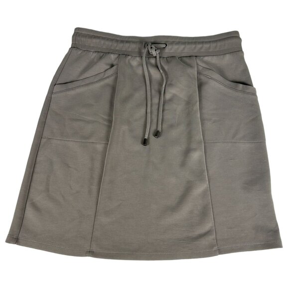 Cable & Gauge Drawstring Above The Knee Skirt Women S Gray Elastic Waist Pockets - Picture 1 of 3